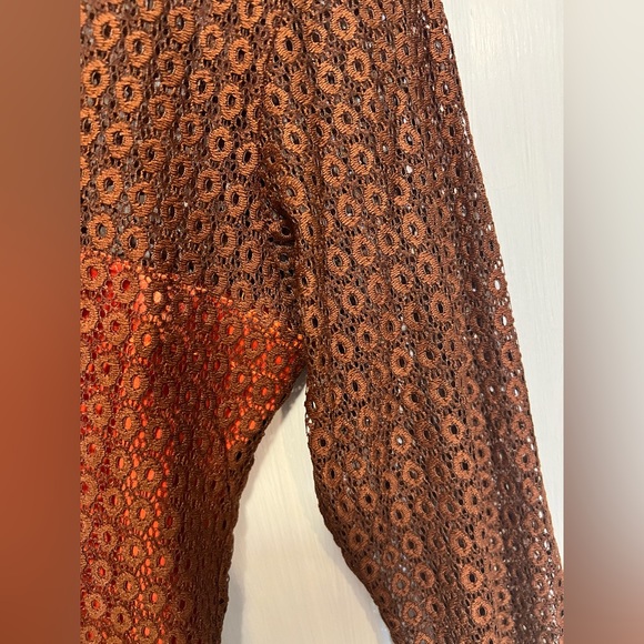 EBZA L AWESOME Cocktail dress Brown Lace Over Orange Keyhole Back, Hidden Zipper - Picture 4 of 15